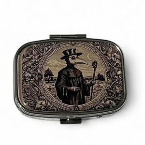 Vintage Plague Doctor Design Metal pill box